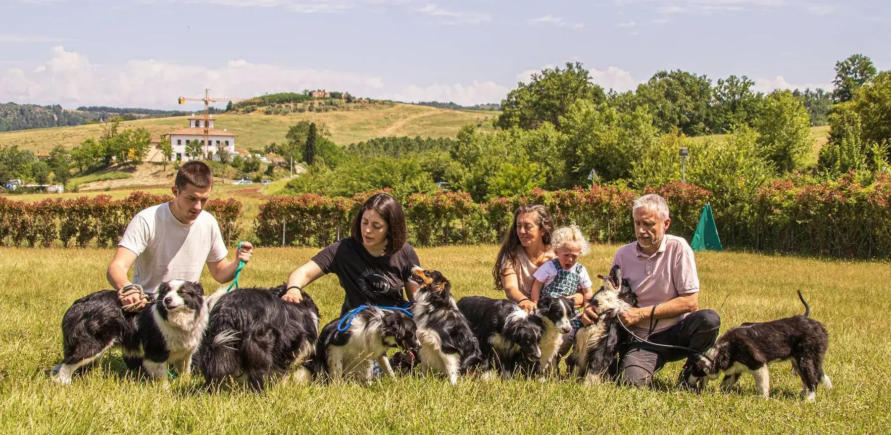 Simila Laiatici con la famiglia e diversi Border Collie dell’Allevamento della Maschera di Tutankhamon